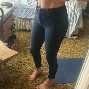 Paige dark wash stretch jeans, mid waist skinny